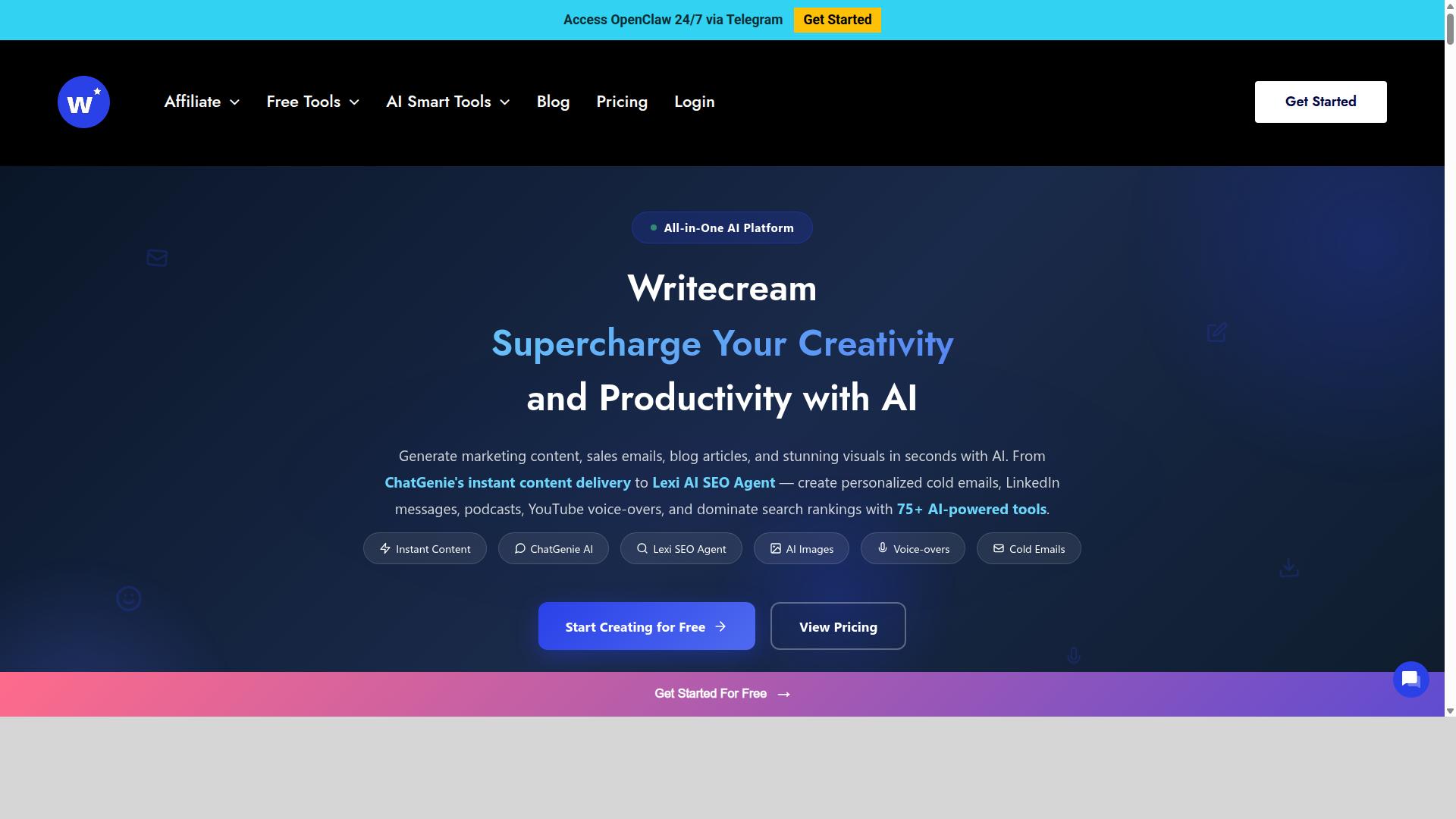 Writecream website